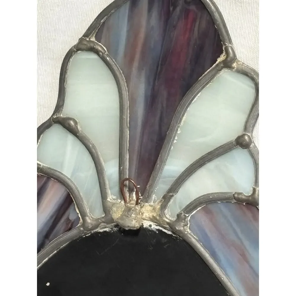 Vintage Stained Glass Mirror Handcrafted Oval READ